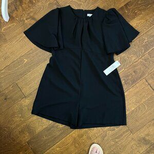 Calvin Klein NWT Black Crepe Shorts Romper Butterfly Sleeves $98